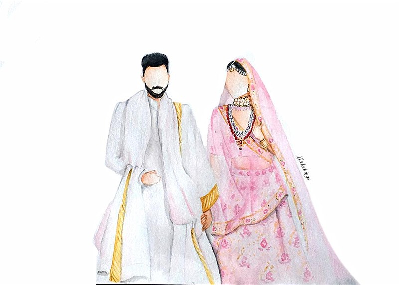 An image by Khyati Patel, an illustrator in Vadodara, India, is shown. For some couples who post- poned their engagement photo shoots because of the coronavirus, artists have stepped in to create custom illustrations and portraits. (The New York Times/Khyati Patel, Littlethings) 