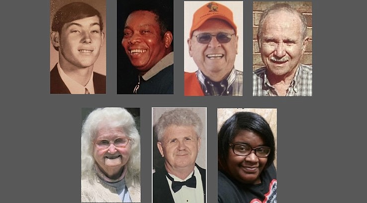 Among the more than 175 Arkansans who died of covid-19 in July 2020, according to the Arkansas Department of Health, were (top row, from left) Roy Junior (RJ) Blackburn, Mack Giles Sr., Charles Sibley,  Albert DeMarco, (bottom row) Irene Hawkins, John Dillon and Joyah Flemister.