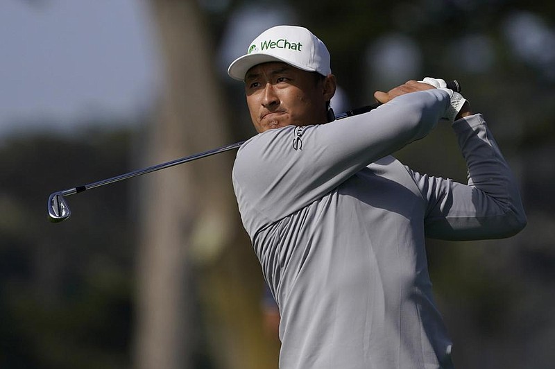 Li Haotong shot a 5-under 65 in Friday’s second round of the PGA Championship, making him the first Chinese player to have the lead after any round at a major.
(AP/Charlie Riedel)