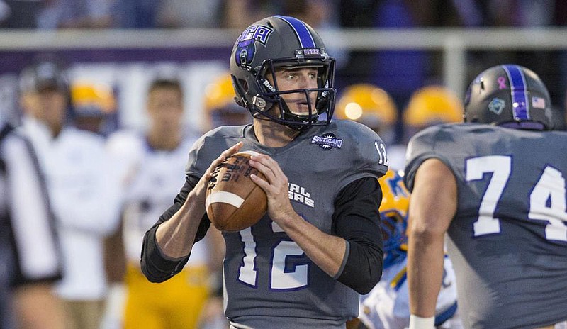 Hayden Hildebrand passed for 270 yards and a touchdown to lead Central Arkansas past Arkansas State in their last meeting in 2016. The teams are set to face each other Sept. 19 at Centennial Bank Stadium in Jonesboro.
(Arkansas Democrat-Gazette file photo)