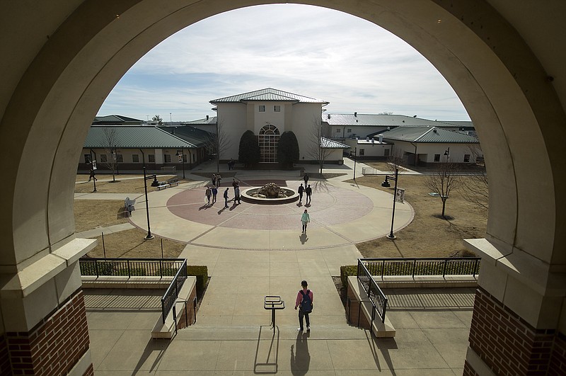 Students walk across campus at Northwest Arkansas Community College in Bentonville in this file photo.