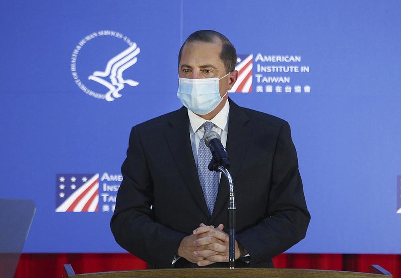 U.S. Health and Human Services 
Secretary Alex Azar said Tues- day in Taipei, Taiwan, that the U.S. supports Taiwan’s partic- ipation in international health forums. 
(AP/Chiang Ying-ying) 