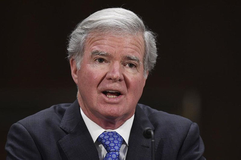  In this Feb. 11, 2020, file photo, NCAA President Mark Emmert testifies during a Senate Commerce subcommittee hearing on intercollegiate athlete compensation on Capitol Hill in Washington. 
(AP Photo/Susan Walsh)