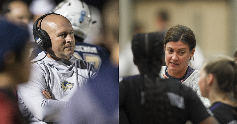 Bentonville West football coach Bryan Pratt and Fayetteville High volleyball coach Jessica Phelan (photos by NWA Democrat-Gazette photo team)