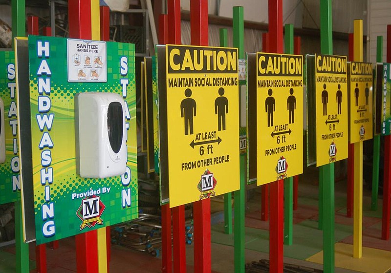 Miller Spectacular Shows spent more than $25,000 on hands-free sanitizing stations and social-distancing signs early on in the pandemic but the owner has seen his business dry up with the cancellation of county fairs and other events.
(Arkansas Democrat-Gazette/Stephen Steed)