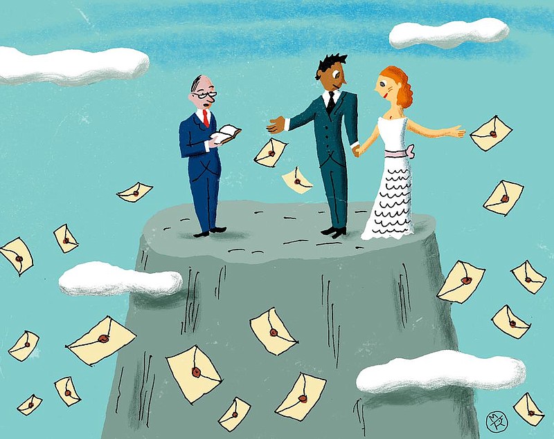 Experts share tips on how to adjust the wording of wedding invitations when hosting an intimate ceremony or celebration.
(The New York Times/Marc Rosenthal)