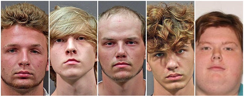 From left, Hot Springs police handout photos of Robert Krah, Logan Snyder,  John Liapis, Donald Ritchey and Dakota White.