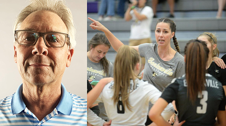 Fort Smith Southside football coach Kim Dameron and Bentonville High volleyball coach Michelle Smith story.lead_photo.caption