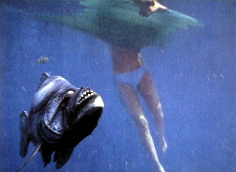Just when you think it’s safe to go back in the water: one of the little monsters from Joe Dante’s 1978 cult favorite “Piranha.”