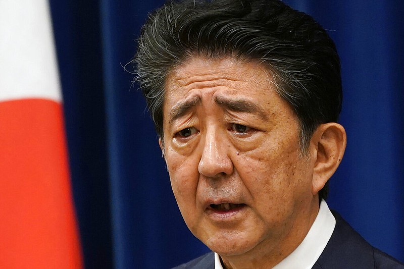 Japanese Prime Minister Shinzo Abe speaks during a press conference at the prime minister official residence in Tokyo Friday, Aug. 28, 2020.