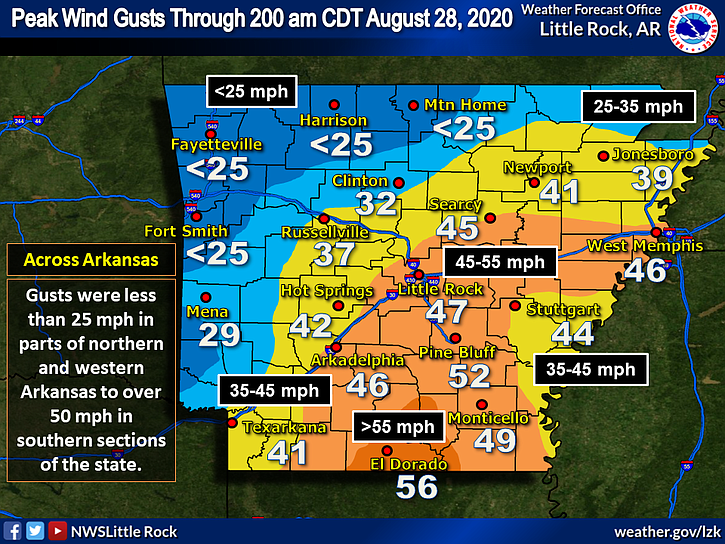 2 tornadoes reported after Laura sweeps through Arkansas; wind damage ...