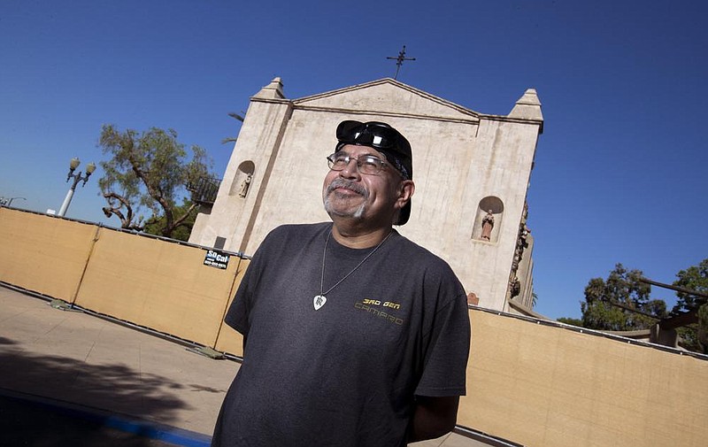 Rudy Najar, 51, stands for a portrait at Mission San Gabriel Arcangel in San Gabriel, Calif. Najar is one of several Hispanic backers of Father Junipero Serra and believes in the saint’s work to convert local indigenous groups and build the California Mission system.
(Los Angeles Times/TNS/Brian van der Brug)