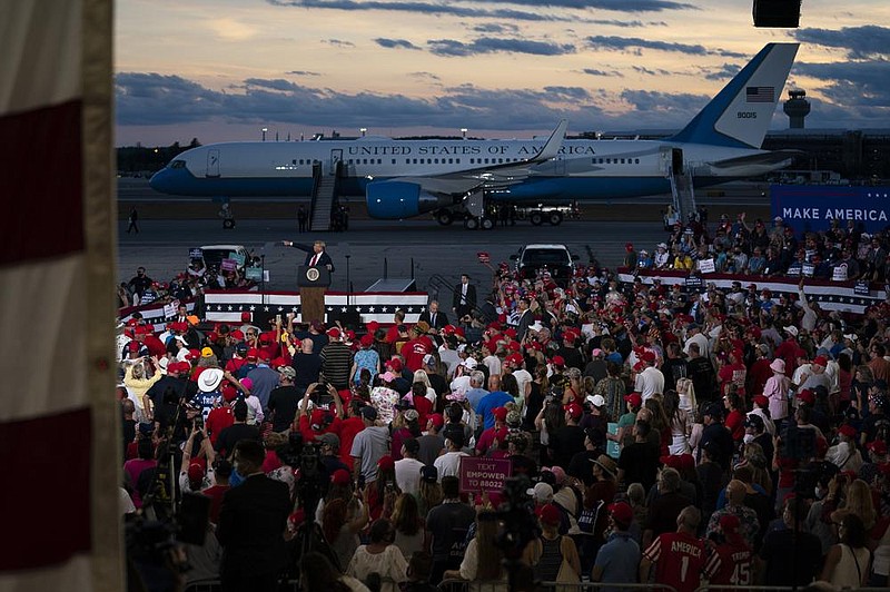 President Donald Trump holds a campaign rally Friday in Londonderry, N.H., where he criticized crowds that protested near the White House during the Republican convention.
(AP/Evan Vucci)