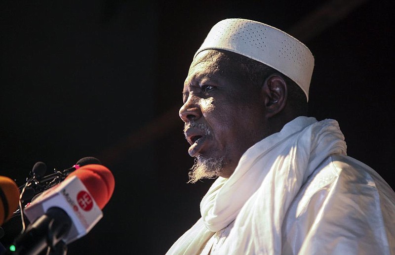 Mahmoud Dicko, an opposition leader in Mali, said he urged the new ruling military junta to speed up the transition to civilian rule. Video at arkansasonline.com/830mali/ (AP/Baba Ahmed) 
