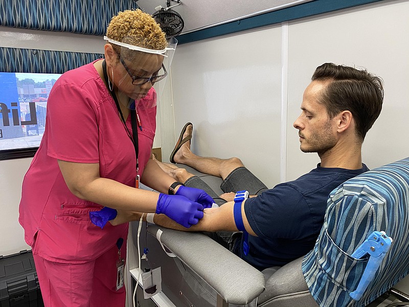 In this June 22, 2020 file photo, a LifeShare mobile blood center was accepting donations at the Magnolia Walmart.