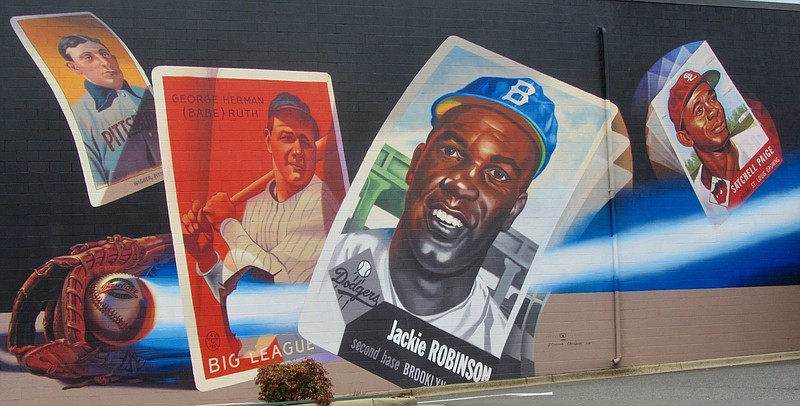 Pictured on a huge Hot Springs mural are (from left) Honus Wagner, Babe Ruth, Jackie Robinson and Satchel Page.

(Special to the Democrat-Gazette/ Marcia Schnedler)