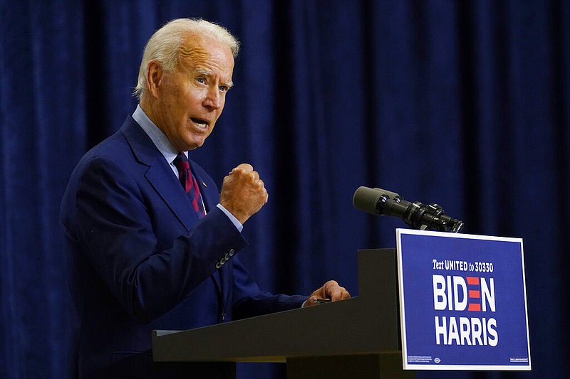 Democratic presidential candidate former Vice President Joe Biden speaks in Wilmington, Del., Friday Sept. 4, 2020. (AP Photo/Carolyn Kaster)

