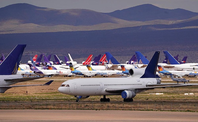 Southern California Logistics Airport in Victorville, Calif., was storing an array of passenger and cargo  aircraft in March.
(AP)