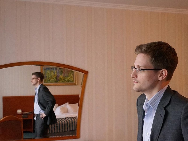Edward Snowden, the former National Security Agency contractor who revealed information about NSA surveillance programs, is shown here in a hotel room in Moscow, where he has been since June 2013.
(Photo for the Washington Post/Barton Gellman)