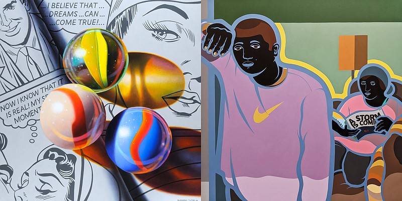 "Trio (Dreams Can Come True)" by Glennray Tutor and "A Storm is Coming by Carl E. Moore" are part of "Radius I," on display through Nov 4 at Arkansas State University's Bradbury Art Museum in Jonesboro. story.lead_photo.caption