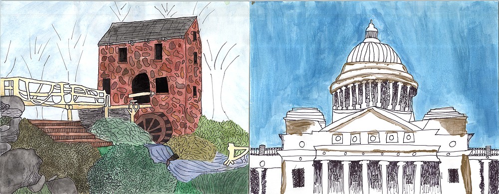 Brooke Bitely of Pulaski Academy's drawing of the Old Mill in North Little Rock won won first place in the fifth- and sixth-grade art division in the Arkansas Historic Preservation Program's 29th annual “Preserve Our Past” Art & Essay Invitational. Ria Patel of Pulaski Academy in Little Rock took second place for a drawing of the State Capitol in Little Rock.
(Special to the Democrat-Gazette)