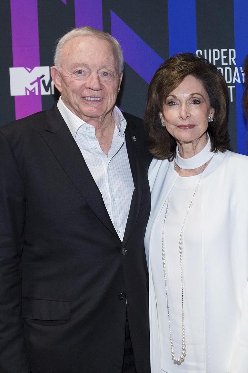 Jerry Jones, left, and Eugenia Jones attend the AT&T TV Super Saturday Night at Meridian on Island Gardens in Miami on Saturday, Feb. 1, 2020, in Miami , Fla. (Photo by Scott Roth/Invision/AP)