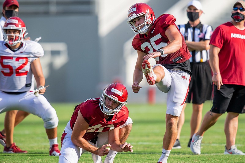 A.J. Reed kicks a ball during a practice in this undated photo. A.J. Reed kicks a ball during a practice in this undated photo.