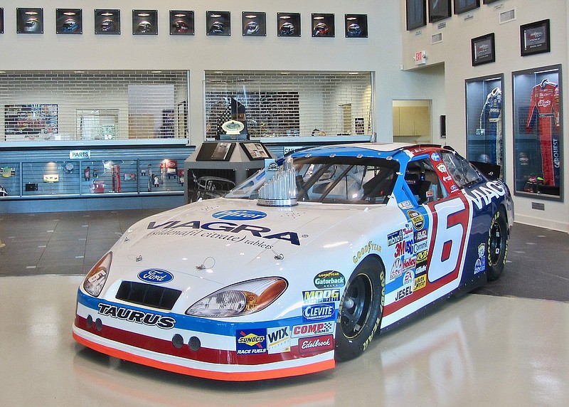 Mark Martin's car carried an assortment of advertising logos.