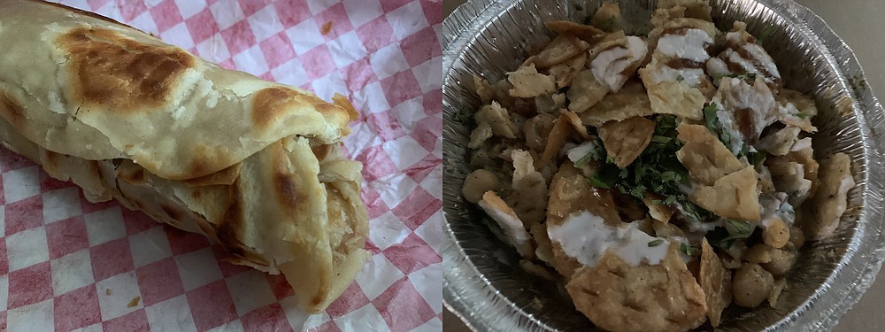 From the "chaat corner" of the menu at Handi Fine Indo-Pak Cuisine: Kabab Roll and Papdi Chaat.
(Arkansas Democrat-Gazette/Eric E. Harrison)