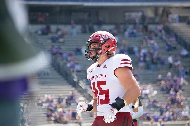 Sophomore TW Ayers, a former walk-on, has become useful for Arkansas State on both sides of the ball at tight end, fullback and defensive end, as well as special teams.
(Photo courtesy of Arkansas State University)