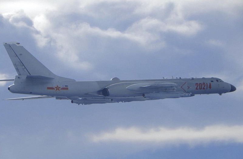 A Chinese People’s Liberation Army H-6 bomber flies Friday near the Taiwan air defense identification zone.
(AP/Taiwan Ministry of National Defense)
