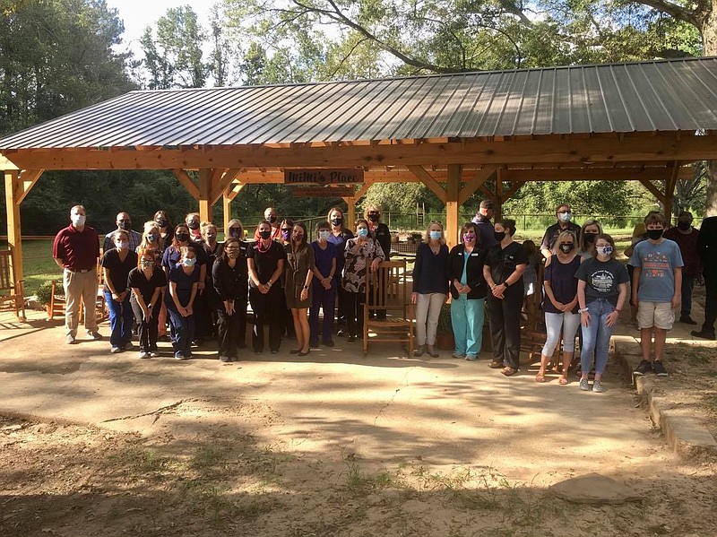 Mimi’s Place, a new pavilion at HOPE Landing, was dedicated to the memory of Karen Miller on Wednesday. (Marvin Richards/News-Times)