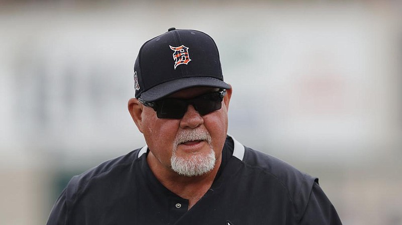 FILE - In this March 5, 2020, file photo, Detroit Tigers manager Ron Gardenhire watches during a spring training baseball game in Lakeland, Fla. Gardenhire announced his retirement prior to Detroitâ€™s game against the Cleveland Indians on Saturday, Sept. 19,2020.  (AP Photo/Carlos Osorio, File)