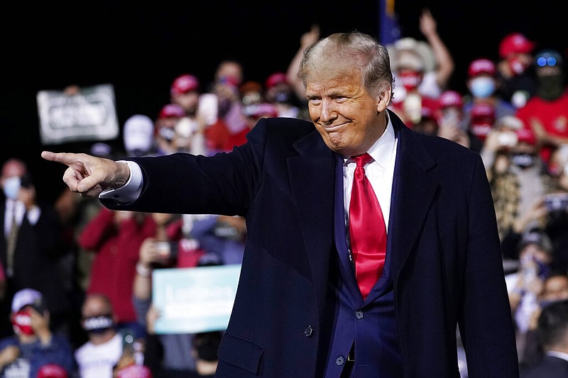 President Donald Trump wraps up his speech at a campaign rally at Fayetteville Regional Airport, Saturday, Sept. 19, 2020, in Fayetteville, N.C.