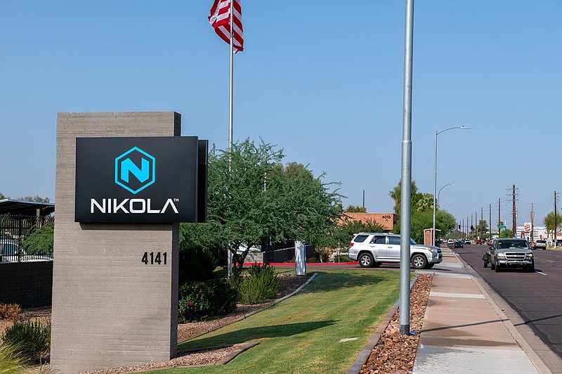 Shares in Phoenix-based Nikola, its headquarters shown last week, fell Monday after the company’s founder resigned only two weeks after signing a $2 billion partnership with General Motors. (Bloomberg News/Ash Ponders) 