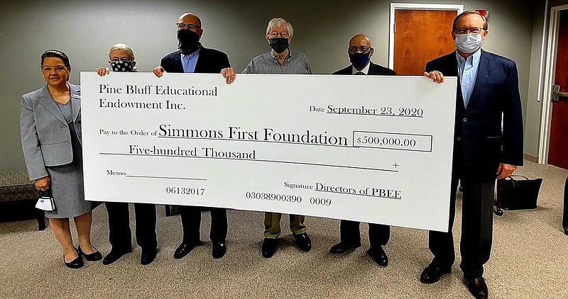 Funds from the $500,000 grant awarded to Simmons First Foundation on Wednesday will be used to support Go Forward Pine Bluff and The Generator innovation hub for high school students in Jefferson County. 
(Pine Bluff Commercial/Eplunus Colvin)