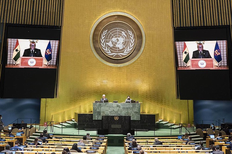 “The virus has taught us that we are all at risk, and there is no special protection for the rich or a particular class,” Ghana’s president, Nana Akufo-Addo, said in a prerecorded message shown Thursday at the 75th session of the United Nations General Assembly. He and other leaders called for the most powerful nations to share any vaccine that is developed.
(AP/United Nations/Eskinder Debebe)