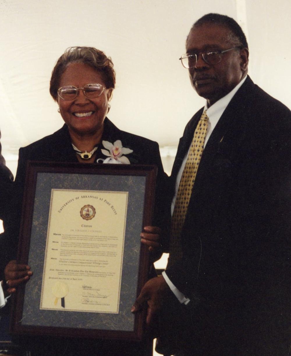 Viralene J. Coleman stands with former University of Arkansas at Pine Bluff Chancellor Lawrence Davis.
(Special to The Commercial)