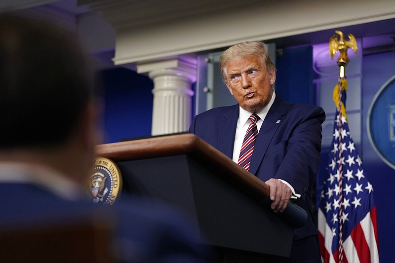 President Donald Trump pauses as he speaks during a news conference at the White House, Sunday, Sept. 27, 2020, in Washington.