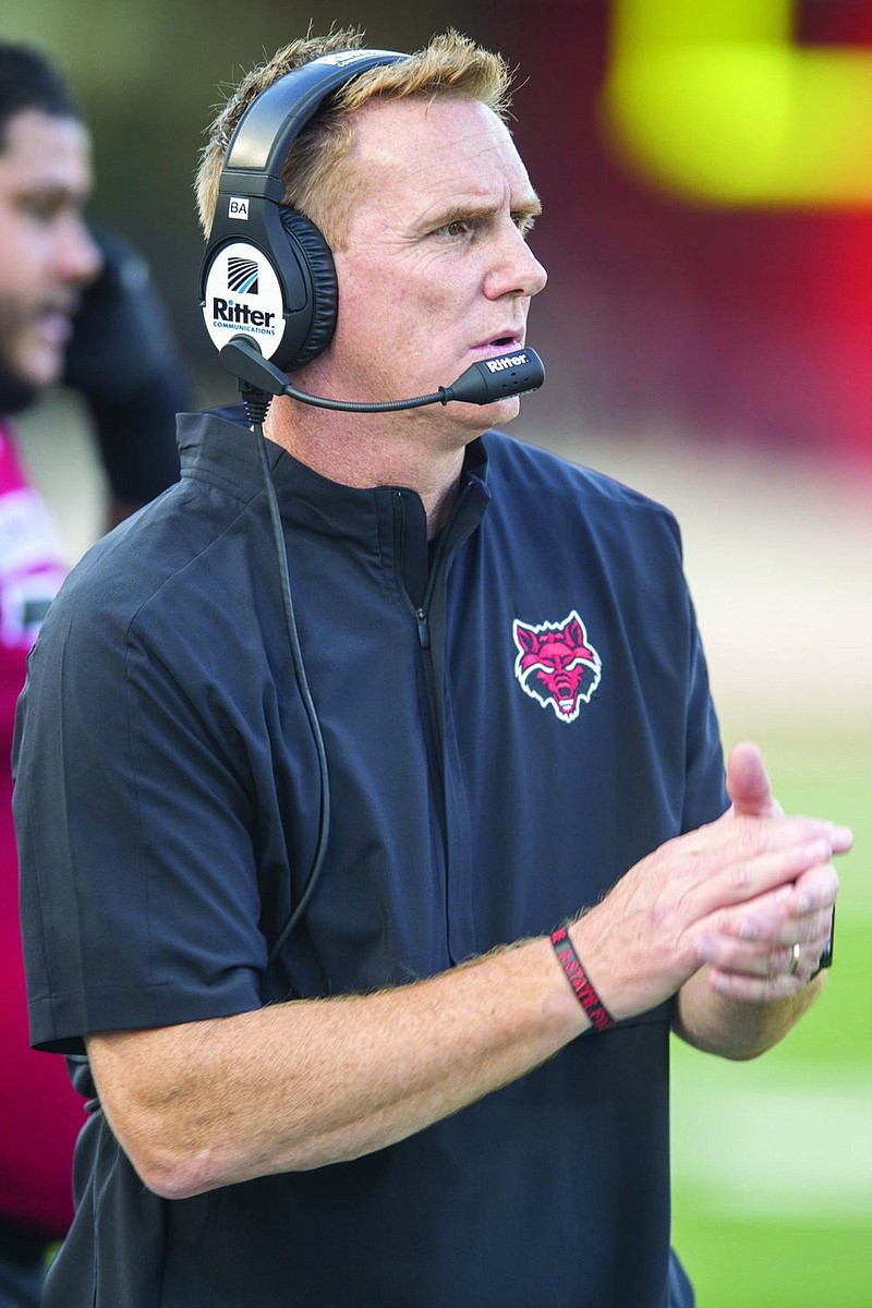 Arkansas State Coach Blake Anderson revealed Monday he had tested positive for covid-19 on Sept. 16. He said the team’s post- ponements against Central Arkansas and Tulsa “had nothing to do with me testing positive.” 
(Arkansas Democrat-Gazette file photo) 