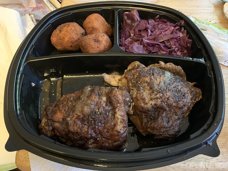 Chicken Carbonnade, a new menu item at The Pantry Crest, comes with potato croquettes and red cabbage.
(Arkansas Democrat-Gazette/Eric E. Harrison)