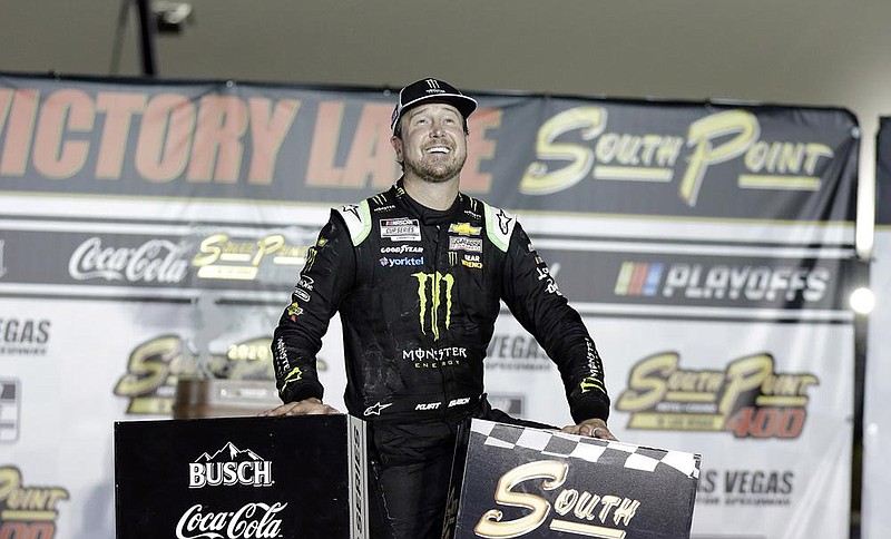 Kurt Busch is the only driver who has advanced to the round of  eight of the NASCAR Cup Series playoffs going into today’s race  at Talladega after winning last week at Las Vegas.
(AP/Isaac Brekken)