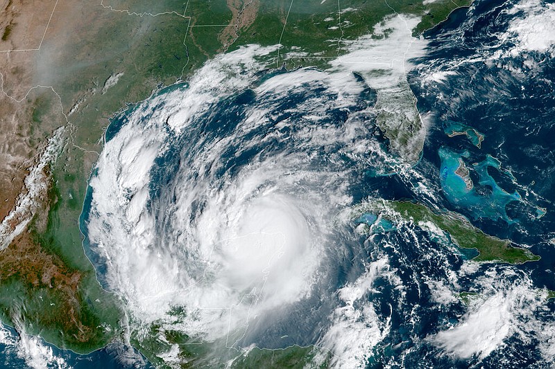 Hurricane Delta is shown via satellite at 9:41 a.m. CDT Wednesday, Oct. 7, 2020, in the Gulf of Mexico. story.lead_photo.caption