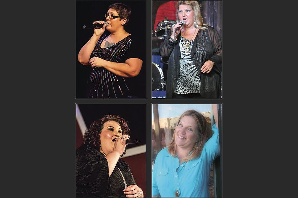 Susan Tolin (clockwise from top left), Tammy Fogle, Terry Lyne Moore and April Sanders sing songs by legendary women of country music for the KTVE Boomtown Opry Saturday in El Dorado.
(Special to the Democrat-Gazette)