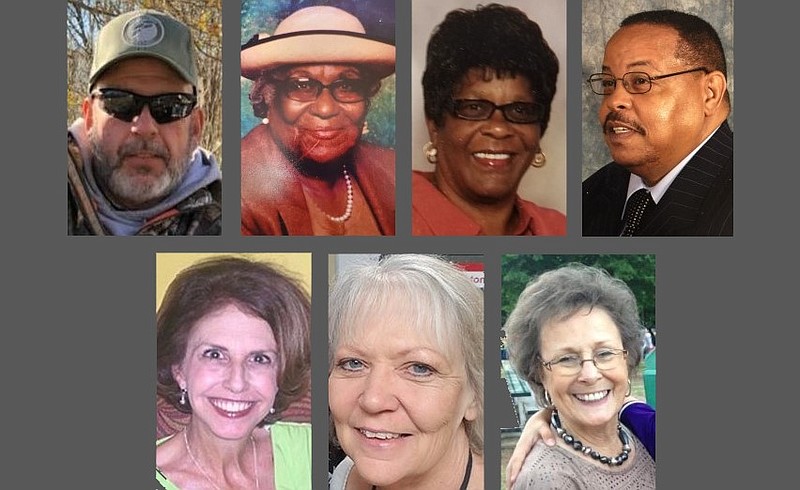 Among the lives lost to the coronavirus in Arkansas in September 2020 were (top row, from left) Jimmy Horn, Rosie Holmes, Dorothy Henderson, Rev. Robert Floyd Jr., (bottom row, from left) Elizabeth Hendricks, Mary Ruth “Sissy” House and Linda Joyce Pledger.