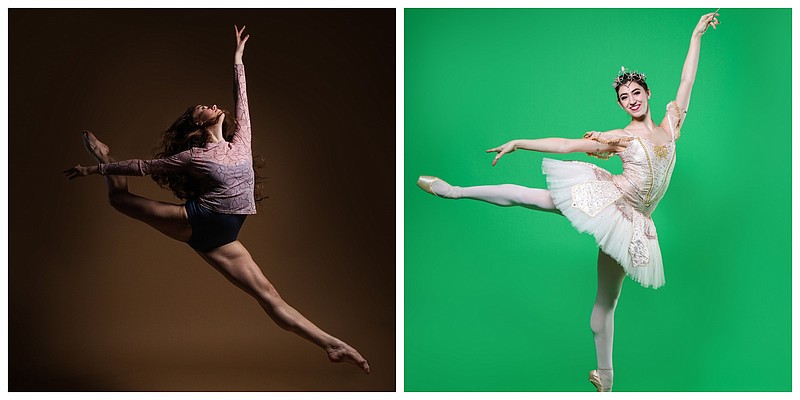 Ballet Arkansas company members Megan Tillman (left) and Isabelle Urben (right) will be among the dancers for "First Round," a collaboration with the Arkansas Symphony, Sunday, Nov. 15, at Sixth and Main streets in Little Rock.
(Special to the Democrat-Gazette)