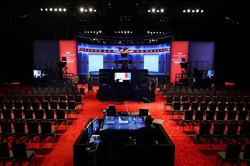 Preparations take place for the second Presidential debate between President Donald Trump and Democratic presidential candidate, former Vice President Joe Biden at Belmont University, Thursday, Oct. 22, 2020, in Nashville, Tenn.