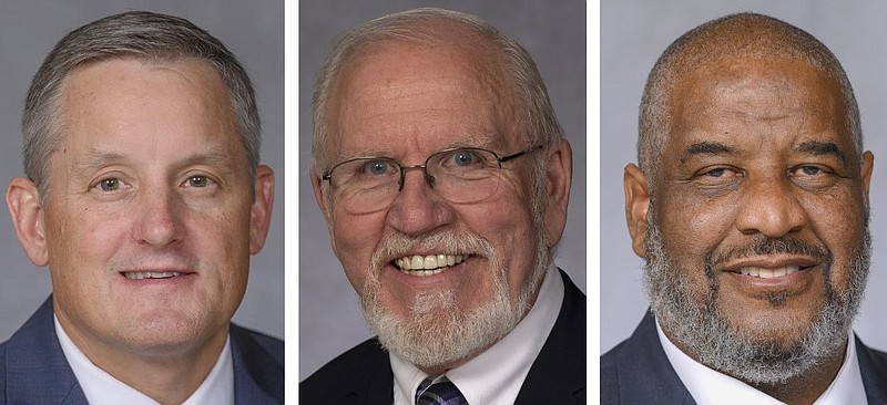 Candidates for Arkansas' 4th District are (from left) U.S. Rep. Bruce Westerman, the Republican incumbent; Libertarian Frank Gilbert; and Democrat William H. Hanson.