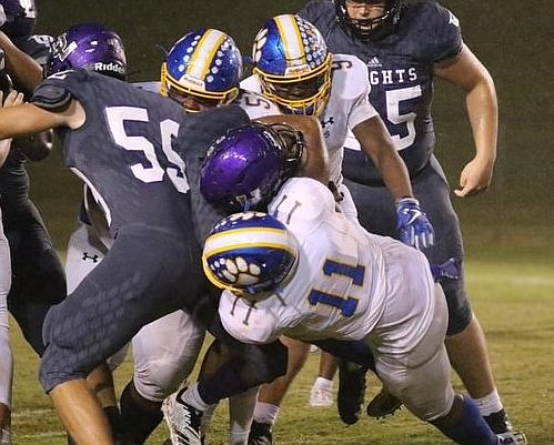 Hog LB commit Christopher Paul Jr. (11)  brings down ball carrier. 



Photo courtesy of Velieka Paul