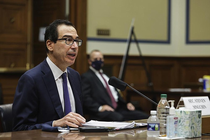 Treasury Secretary Steven Mnuchin testifies last month before a House subcommittee. He is causing frustration among Senate Republicans who believe his stimulus funding proposals are too high.
(AP/Graeme Jennings)